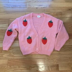 🆕 Luna Ivy Pink Strawberry Cardigan Sweater in Size Large